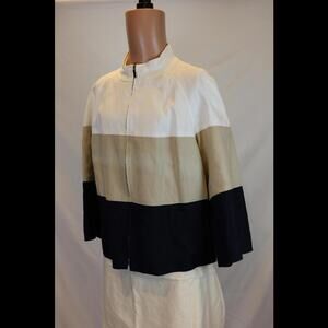 Anne Klein Linen Color Block Jacket - Stylish Layer for Any Occasion